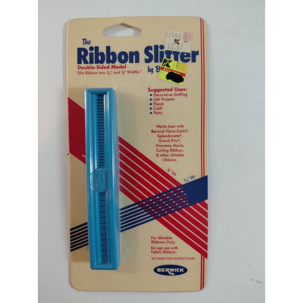 Vintage Berwick Double-Sided Ribbon Slitter Tool Slits 1/8" & 1/4" Widths NEW